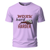 Work hard peg harder t-shirt print of-white Embroidery Oversize T-shirt