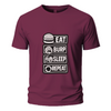 Eat brup sleep repeat t-shirt print blue Embroidery Oversize T-shirt