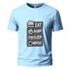 Eat brup sleep repeat t-shirt print blue Embroidery Oversize T-shirt